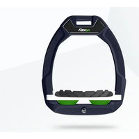 Produktbild von Flex-On Safe-On Sicherheitssättelsteigbügel schräg mit Grip in Braun Weiß Grün