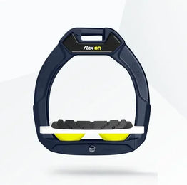 Flex-On Safe-On Sicherheitssattel für Kinder in Marine Weiß Gelb mit geneigtem Grip – Bild 1 von 1