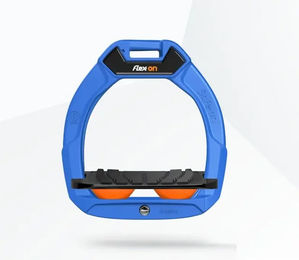Flex-On Safe-On Sicherheitssattel für Kinder mit schrägem Grip in Blau Schwarz Orange – Bild 1 von 1