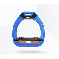 Produktbild von Flex-On Safe-On Sicherheitssattel für Kinder mit schrägem Grip in Blau Schwarz Orange
