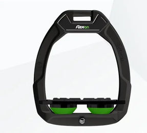 Flex-On Safe-On Sicherheitssattel mit flachem Grip in Schwarz/Schwarz/Grün für Pferde – Bild 1 von 1