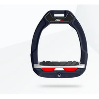 Produktbild von Flex-On Safe-On Sicherheitssteigbügel aus Aluminium in Grau/Rot mit Grip und Neigung für Reiter