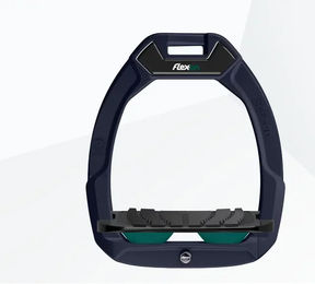 Flex-On Safe-On Sicherheitssteigbügel aus Aluminium in Schwarz-Grün mit Grip und Neigung für Reiter – Bild 1 von 1
