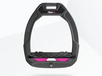 Flex-On Safe-On Sicherheitssteigbügel aus Reitkunststoff mit Grip in Anthrazit Schwarz Rosa – Bild 1 von 1