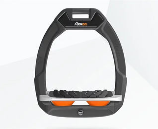 Flex-On Safe-On Sicherheitssteigbügel aus Reitkunststoff mit Ultra Grip Neigung in Anthrazit Grau Orange – Bild 1 von 1