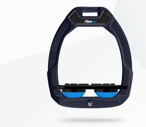 Flex-On Safe-On Sicherheitssteigbügel flach aus Aluminium in Schwarz/Blau – Bild 1 von 1