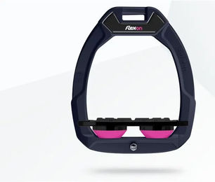 Flex-On Safe-On Sicherheitssteigbügel Flach Grip Aluminium Schwarz Rosa für Pferde – Bild 1 von 1
