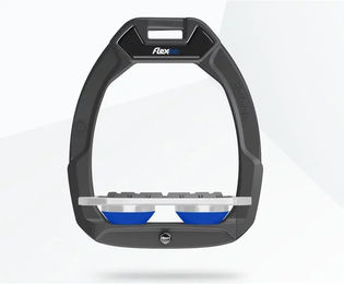 Flex-On Safe-On Sicherheitssteigbügel Flach Grip Anthrazit Grau Blau für Pferde – Bild 1 von 1