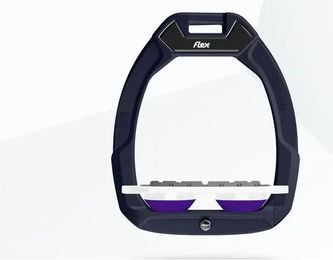 Flex-On Safe-On Sicherheitssteigbügel Flach Grip für Pferde Braun Weiß Violett – Bild 1 von 1