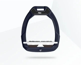 Flex-On Safe-On Sicherheitssteigbügel Flach Grip Rot Weiß Braun für Pferde – Bild 1 von 1