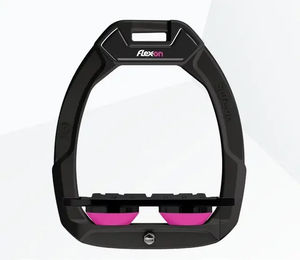 Flex-On Safe-On Sicherheitssteigbügel Flach Grip Schwarz Rosa für Pferde – Bild 1 von 1