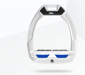 Flex-On Safe-On Sicherheitssteigbügel Flach Grip Weiß-Blau für Pferde – Bild 1 von 1