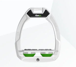 Flex-On Safe-On Sicherheitssteigbügel Flach Grip Weiß Grau Grün für Pferde – Bild 1 von 1