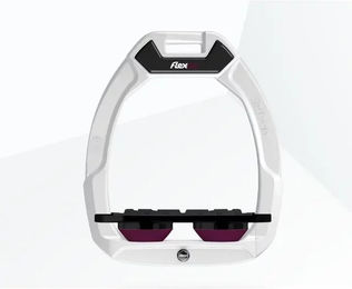 Flex-On Safe-On Sicherheitssteigbügel Flach Grip Weiß Schwarz Purpur für Pferde – Bild 1 von 1