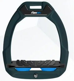Flex-On Safe-On Sicherheitssteigbügel flach Ultra Grip für Pferde in Grün/Schwarz/Blau – Bild 1 von 1