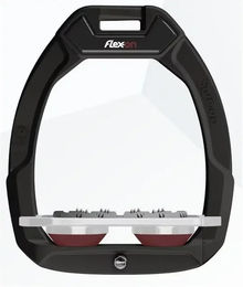 Flex-On Safe-On Sicherheitssteigbügel Flach Ultra Grip für Pferde Schwarz Grau Bordeaux – Bild 1 von 1