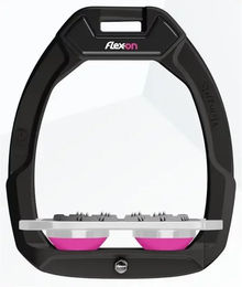 Flex-On Safe-On Sicherheitssteigbügel Flach Ultra Grip Schwarz Grau Rosa – Bild 1 von 1