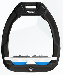 Flex-On Safe-On Sicherheitssteigbügel Flach Ultra Grip Schwarz Weiß Blau – Bild 1 von 1