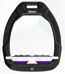 Flex-On Safe-On Sicherheitssteigbügel Flach Ultra Grip Schwarz Weiß Violett – Bild 1 von 1