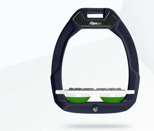Flex-On Safe-On Sicherheitssteigbügel Flat Grip Aluminium Weiß Grün für Pferde – Bild 1 von 1