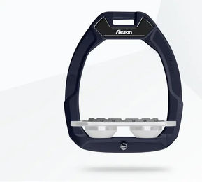 Flex-On Safe-On Sicherheitssteigbügel Flat Grip Blau Grau Weiß für Pferde – Bild 1 von 1
