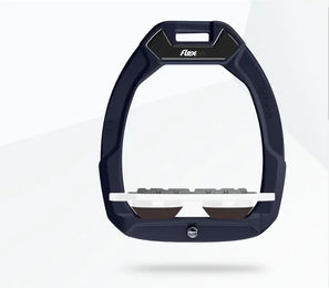 Flex-On Safe-On Sicherheitssteigbügel Flat Grip Blau Weiß Braun für Pferde – Bild 1 von 1