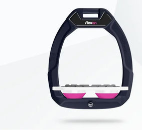 Flex-On Safe-On Sicherheitssteigbügel Flat Grip Blau Weiß Rosa für Pferde – Bild 1 von 1
