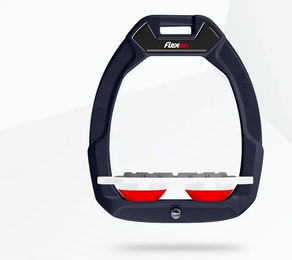 Flex-On Safe-On Sicherheitssteigbügel Flat Grip Blau Weiß Rot für Pferde – Bild 1 von 1