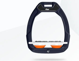 Flex-On Safe-On Sicherheitssteigbügel Flat Grip Braun Weiß Orange für Pferde – Bild 1 von 1