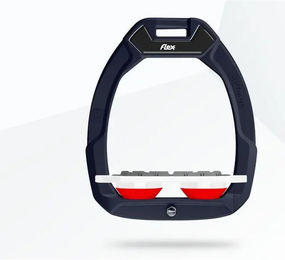 Flex-On Safe-On Sicherheitssteigbügel Flat Grip Braun Weiß Rot für Pferde – Bild 1 von 1