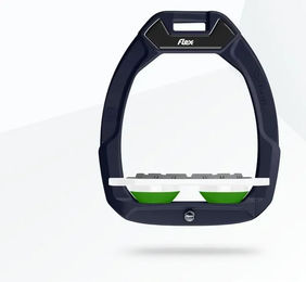 Flex-On Safe-On Sicherheitssteigbügel Flat Grip für Pferde Braun Weiß Grün – Bild 1 von 1