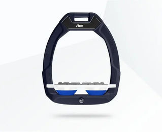Flex-On Safe-On Sicherheitssteigbügel Flat Grip Rot Weiß Blau für Pferde – Bild 1 von 1