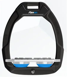 Flex-On Safe-On Sicherheitssteigbügel Flat Grip Schwarz Grau Blau – Bild 1 von 1