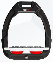 Flex-On Safe-On Sicherheitssteigbügel Flat Grip Schwarz Weiß Rot für Pferde – Bild 1 von 1