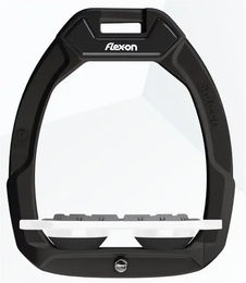 Flex-On Safe-On Sicherheitssteigbügel Flat Grip Schwarz Weiß Schwarz für Pferde – Bild 1 von 1