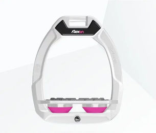 Flex-On Safe-On Sicherheitssteigbügel Flat Grip Weiß Grau Rosa – Bild 1 von 1