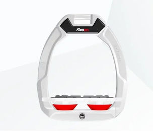 Flex-On Safe-On Sicherheitssteigbügel Flat Grip Weiß/Weiß/Rot für Pferde – Bild 1 von 1