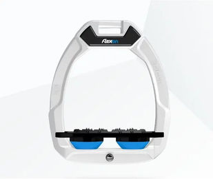 Flex-On Safe-On Sicherheitssteigbügel Flat Ultra Grip für Pferde in Weiß/Schwarz/Blau – Bild 1 von 1