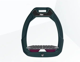 Flex-On Safe-On Sicherheitssteigbügel für Endurance Reiten Grün/Grau/Pflaume – Bild 1 von 1