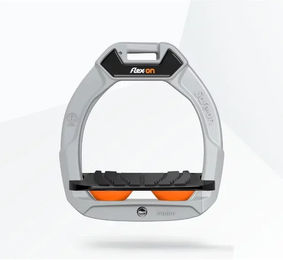 Flex-On Safe-On Sicherheitssteigbügel für Kinder aus Aluminium in Schwarz-Orange mit Grip und Neigung – Bild 1 von 1