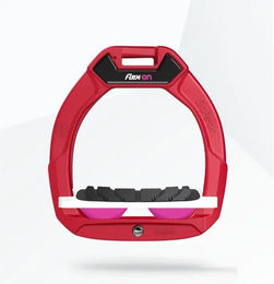Flex-On Safe-On Sicherheitssteigbügel für Kinder mit schrägem Grip in Rot Weiß Rosa – Bild 1 von 1