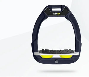 Flex-On Safe-On Sicherheitssteigbügel für Pferde aus Aluminium in Grau/Gelb mit Ultra Grip Neigung – Bild 1 von 1