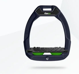 Flex-On Safe-On Sicherheitssteigbügel für Pferde aus Aluminium in Schwarz Grün mit Ultra Grip Funktion – Bild 1 von 1