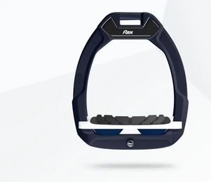 Flex-On Safe-On Sicherheitssteigbügel für Pferde aus Aluminium in Weiß/Marine mit Grip-Funktion – Bild 1 von 1