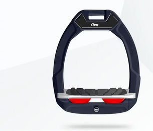 Flex-On Safe-On Sicherheitssteigbügel für Pferde in Rot/Grau/Rot mit Grip-Funktion – Bild 1 von 1