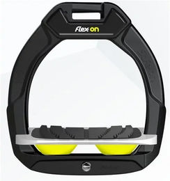 Flex-On Safe-On Sicherheitssteigbügel für Pferde in Schwarz Grau Gelb mit Grip und Neigung – Bild 1 von 1