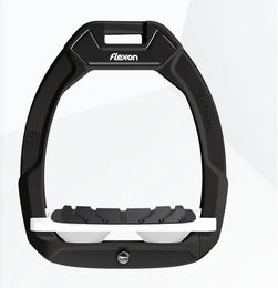Flex-On Safe-On Sicherheitssteigbügel für Pferde in Schwarz Weiß mit Winkel Grip – Bild 1 von 1