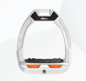 Flex-On Safe-On Sicherheitssteigbügel für Pferde in Weiß Grau Orange mit Grip und Neigung – Bild 1 von 1