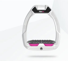 Flex-On Safe-On Sicherheitssteigbügel für Pferde in Weiß Grau Rosa – Bild 1 von 1