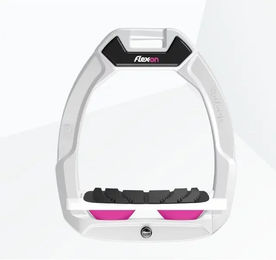 Flex-On Safe-On Sicherheitssteigbügel für Pferde in Weiß/Rosa mit Grip-Funktion – Bild 1 von 1
